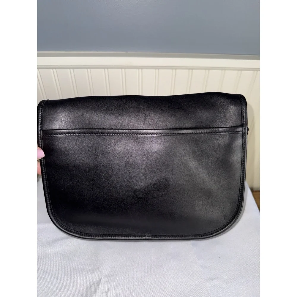 Vintage Coach Black Leather Gold City Crossbody Bag Purse Turnlock Handbag EUC
